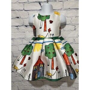 Doe A Deer Whimsical Print Drawing Dress - Doodle Dress size 2
